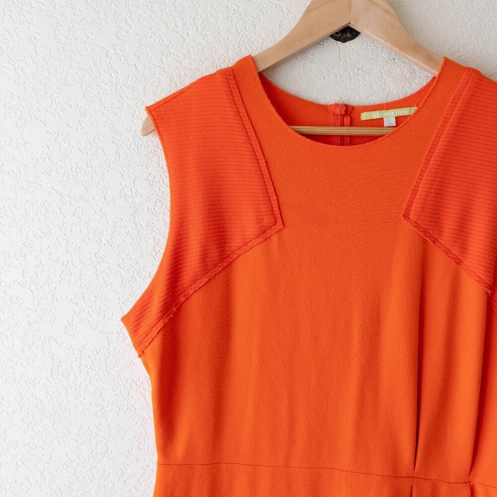 Gianni Bini Orange Textured Shoulder Dress | Size Large - Picture 3 of 10